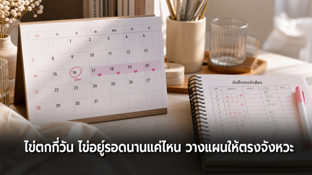 ปฏิทินแสดงวันไข่ตกและช่วงเวลาที่ไข่อยู่รอด