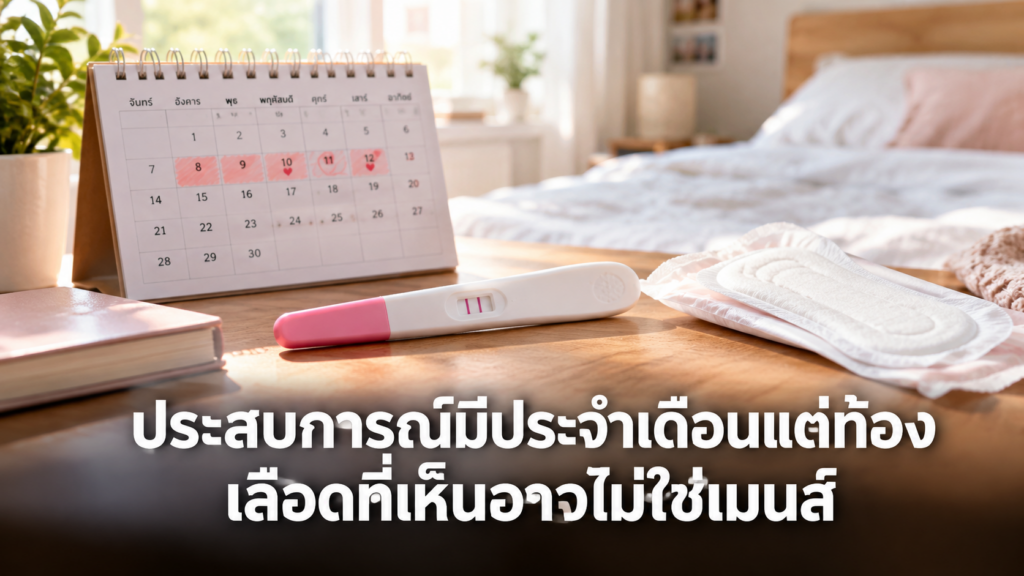 ชุดตรวจผลบวกจากประสบการณ์มีประจำเดือนแต่ท้อง